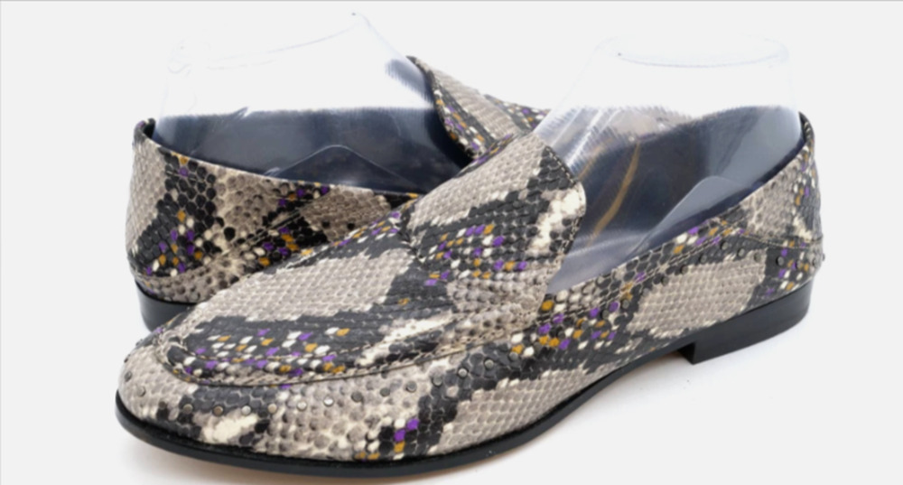 Vince Camuto Jendeya Loafers Womens Snake Print Leather Slip On Flats Shoes 8.5